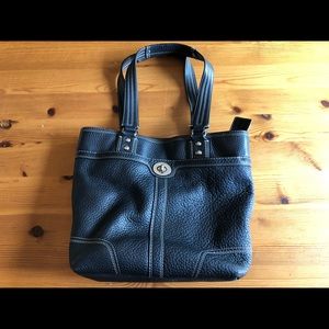 Black Leather Coach Tote Handbag